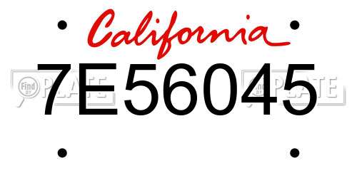 7E56045 California License Plate