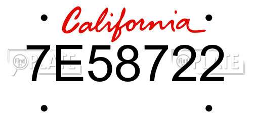 7E58722 California License Plate