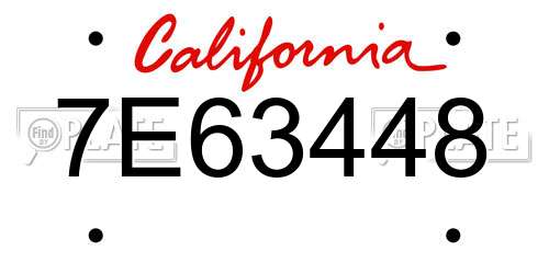7E63448 California License Plate