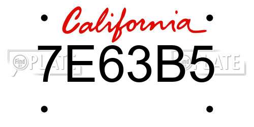 7E63B5 California License Plate