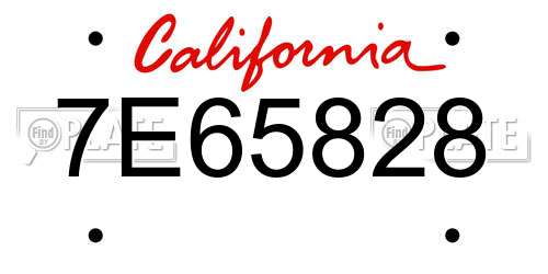 7E65828 California License Plate