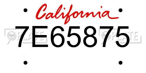 7E65875 California License Plate