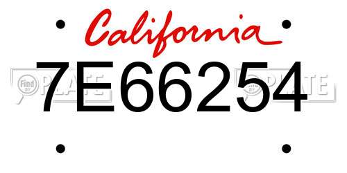 7E66254 California License Plate