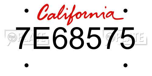 7E68575 California License Plate