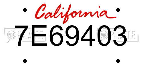7E69403 California License Plate
