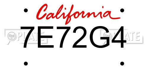 7E72G4 California License Plate