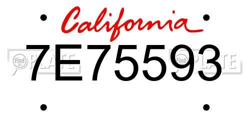 7E75593 California License Plate