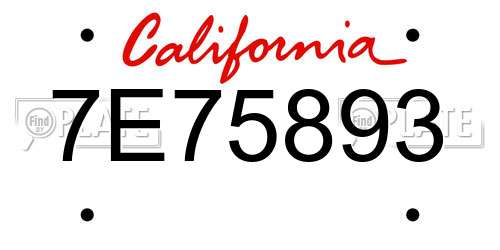 7E75893 California License Plate