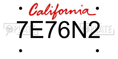 7E76N2 California License Plate