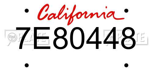 7E80448 California License Plate