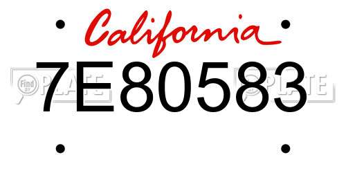 7E80583 California License Plate