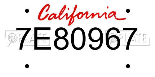 7E80967 California License Plate