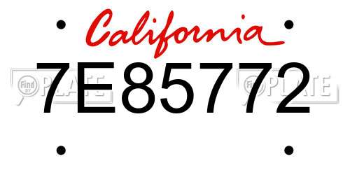 7E85772 California License Plate