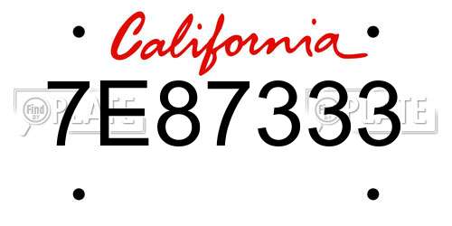 7E87333 California License Plate