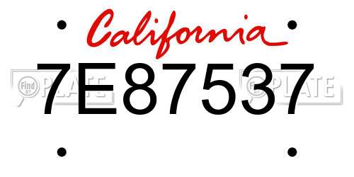7E87537 California License Plate