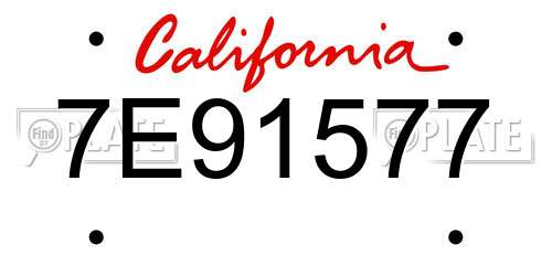 7E91577 California License Plate