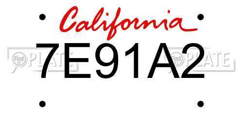 7E91A2 California License Plate