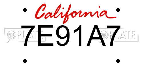 7E91A7 California License Plate
