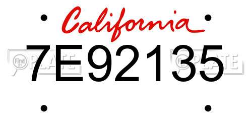 7E92135 California License Plate