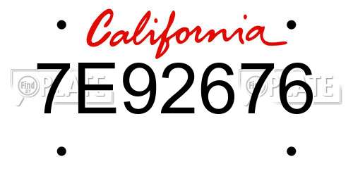 7E92676 California License Plate