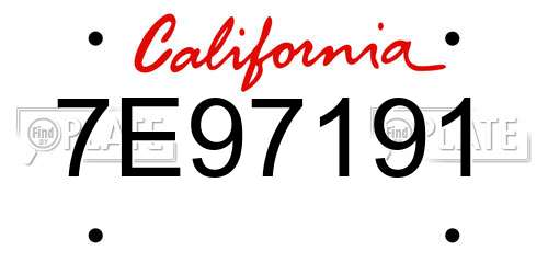7E97191 California License Plate