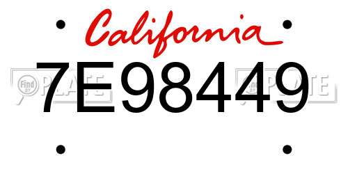 7E98449 California License Plate