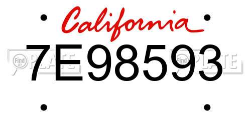 7E98593 California License Plate