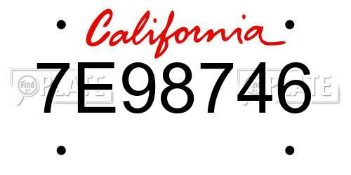 7E98746 California License Plate