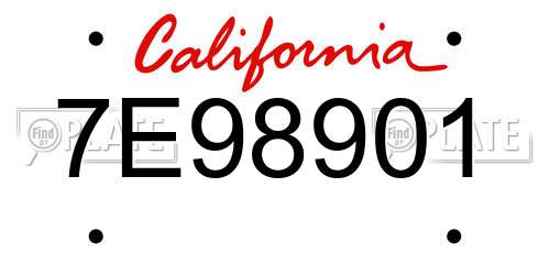 7E98901 California License Plate
