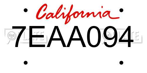 7EAA094 California License Plate