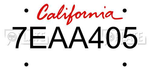 7EAA405 California License Plate