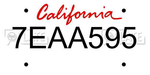 7EAA595 California License Plate