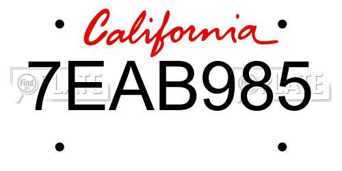 7EAB985 California License Plate