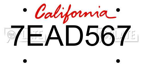 7EAD567 California License Plate