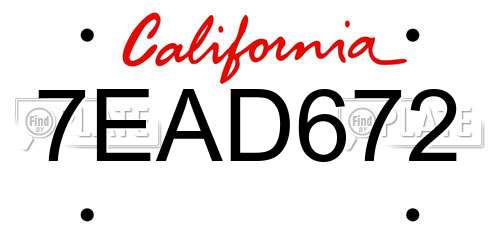 7EAD672 California License Plate