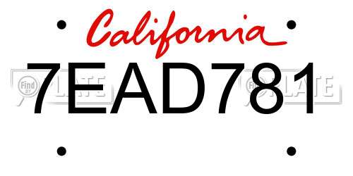 7EAD781 California License Plate
