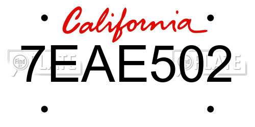 7EAE502 California License Plate
