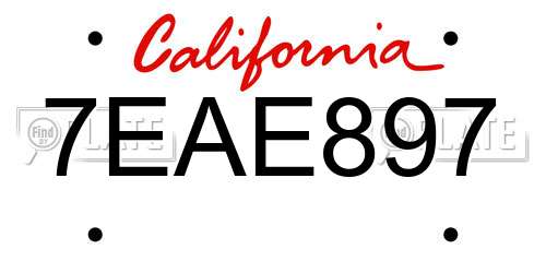 7EAE897 California License Plate