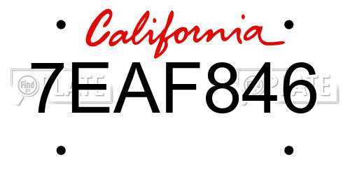 7EAF846 California License Plate