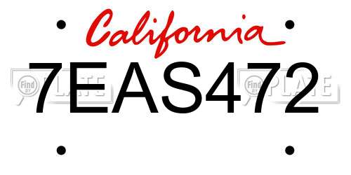 7EAS472 California License Plate