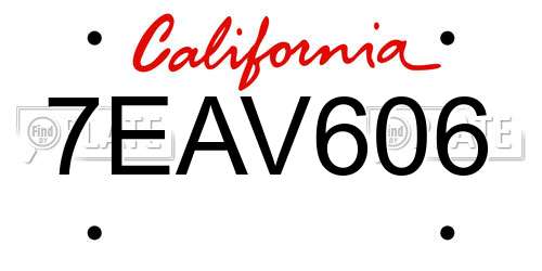 7EAV606 California License Plate