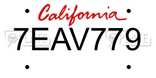 7EAV779 California License Plate