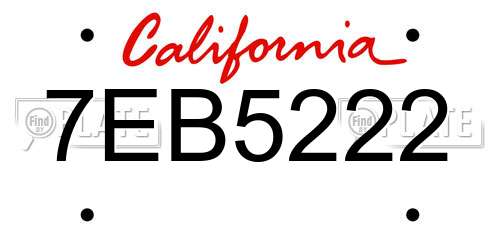 7EB5222 California License Plate