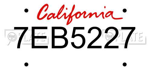 7EB5227 California License Plate