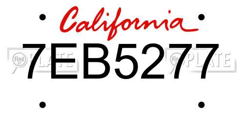 7EB5277 California License Plate