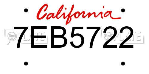 7EB5722 California License Plate
