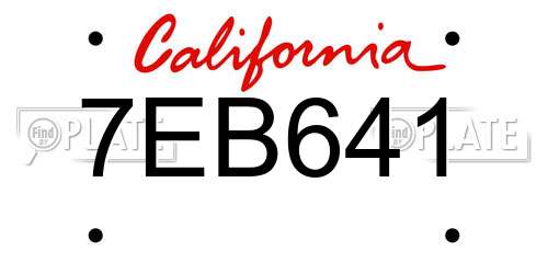 7EB641 California License Plate