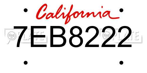 7EB8222 California License Plate