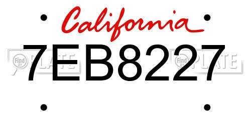 7EB8227 California License Plate