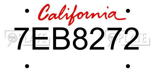 7EB8272 California License Plate